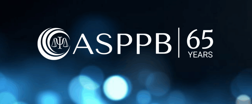 ASPPB Celebrates 65 Years of Growth, Innovation, and Service Honoring a Legacy of Leadership in Psychology Licensure and Public Protection. ASPPB 65 Logo and saphire blue background.